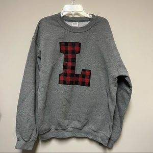 monogrammed plaid sweatshirt